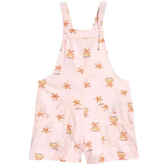 Billabong Romper Overalls Girls Small Soft Pink Palm Print Summer Outdoor Beach - Picture 2 of 12
